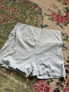 High-Waist Ribbed Women’s Shorts — blue